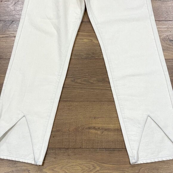 Triarchy Jeans Women 31 Ms Hart Petal Hem High Rise Straight Leg Denim Cream NWT - Picture 3 of 15